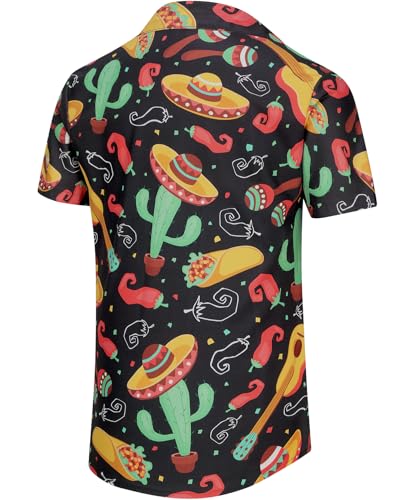 KYKU Mexico Shirt for Men Funny Beach Shirts Hawaiian Button Down Short Sleeve