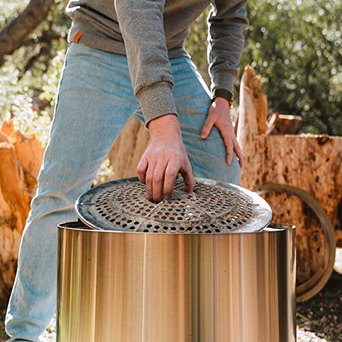 Solo Stove Bonfire 19.5" Smokeless Fire Pit with Removable Ash Pan | Portable Outdoor Fire Pit | Stainless Steel - Wood Bu...