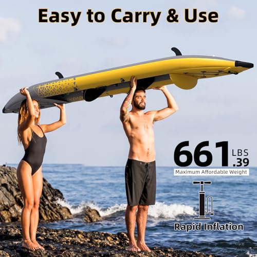 Danrelax 2-Person Inflatable Kayak for Adults, Heavy-Duty PVC, Drop-Stitch Floor, Lightweight, Portable, and Durable Tande...