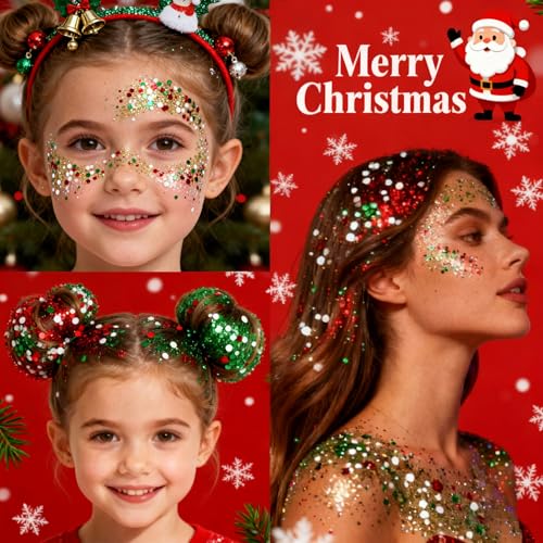 Christmas Body Glitter Stick,Face Hair Glitter for Kids Women Makeup,Waterproof Christmas Hair Accessories,Singer Concert ...