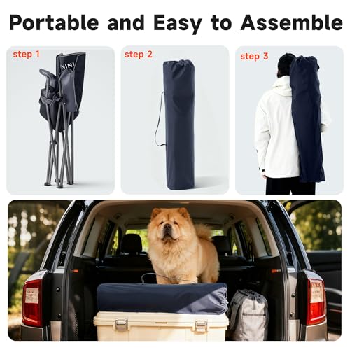 Onini Oversized Camping Folding Chairs Heavy Duty Support 500 LBS Chair with Cup Holder, Storage Bag for Outdoor, Beach, F...