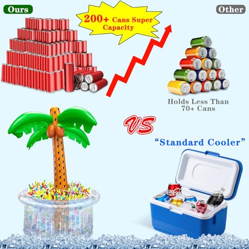 TURNMEON 72" Inflatable Palm Tree Cooler 200+ Drinks Super Large Capacity Pool Party Decoration Foldable Ice Bucket for Be...