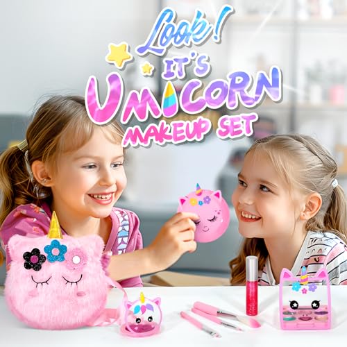ULOVEME Kids Real Makeup Kit for Little Girls - Real, Non Toxic, Washable Make Up Toy - Umicorn Toys Gift for 3 4 5 6 7 8 ...