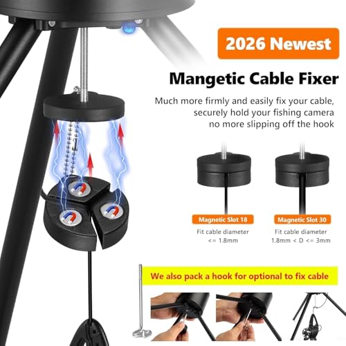 [FishPRO® 𝟮𝟬𝟮𝟲 𝐌𝐚𝐠𝐧𝐞𝐭] Tripod for Underwater Fishing Camera, For Max 11" Ice Hole - 2 Fix Way, [Full Aluminum] P...