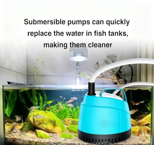 WUCIOOO 210GPH Ultra Quiet Bottom Suction Submersible Water Pump (780L/H, 15W) with 2 Nozzles,5.6ft High Head,Suitable for...