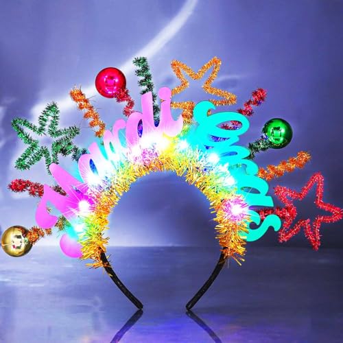Gortin Mardi Gras Headband Light up Carnival Headpiece LED Purple Green and Gold Costume Hair Accessories for Women