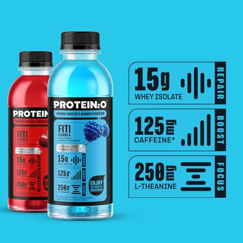 Protein2o 15g Whey Protein Isolate Hydration Drink Plus Energy & Focus, 350mg of Electrolytes, Vitamins B5 & B6, Sugar Fre...