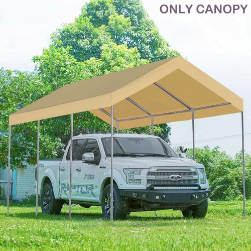 Vanteriam 10'x20' Upgraded Carport Replacement Top Canopy Cover for Car Garage Shelter Tent Party Tent with Ball Bungees B...