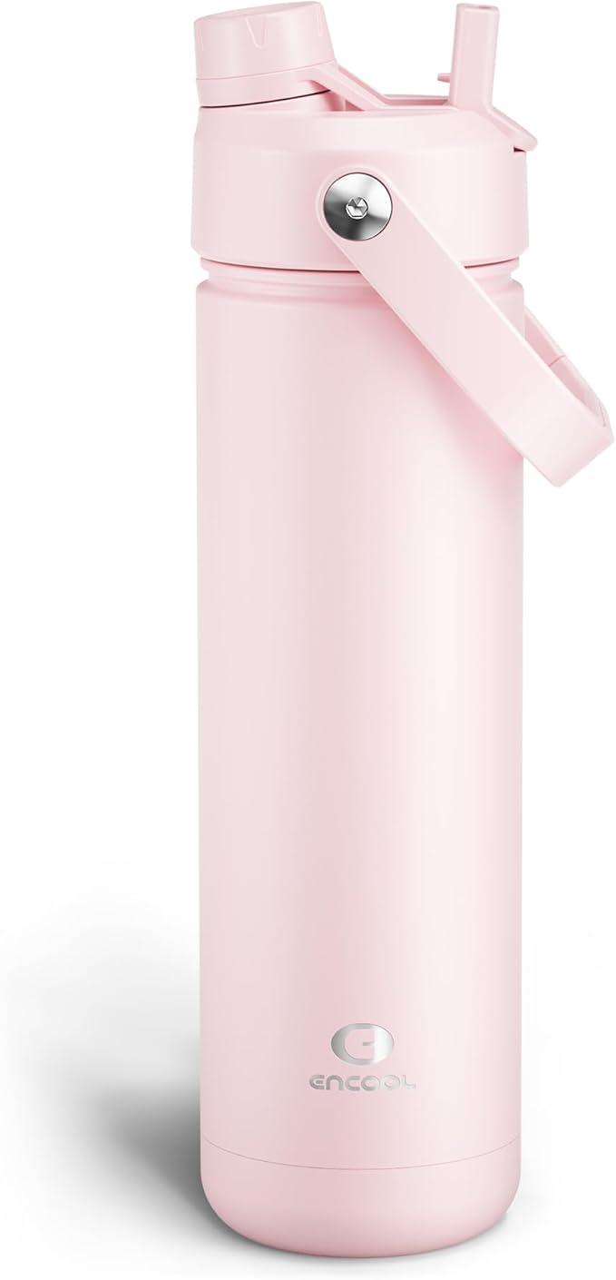 ENCOOL Insulated Water Bottle with Straw Stainless Steel Water Bottle, Leak-Proof, BPA-Free, Double Wall Vacuum Keeps Cold...