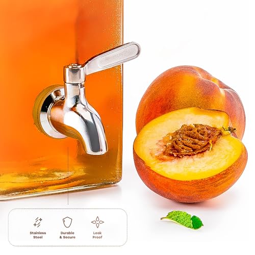 Kook Drink Dispenser, 80 oz, Water Dispenser Countertop, Glass Drink Dispenser, Beverage dispenser, with Leak-Proof Spigo...