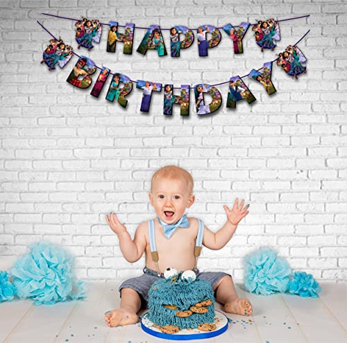"Encato Happy Birthday Banner – Magical Family Theme Party Decorations – Colorful Hanging Birthday Banner – Cartoon Inspir...