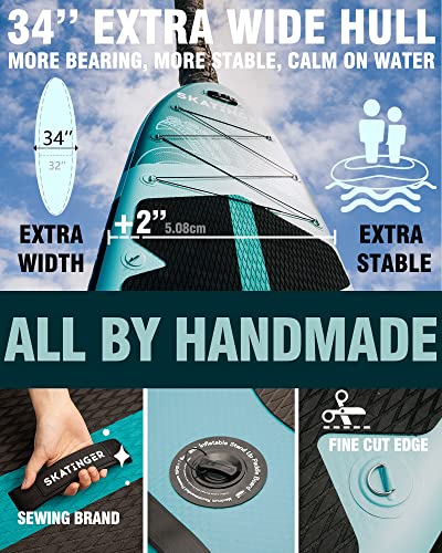 Skatinger Asiaticus & Octopus｜11'6"x35" & 11'x34 Super Wide Inflatable Stand Up Paddle Boards, All Accessories2, 100L Back...