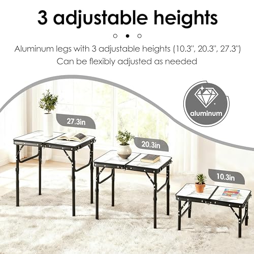 Folding TV Trays Foldable Dinner Tray Table Adjustable Height Food Snack Eating Couch Side Table Study Aluminum Portable S...
