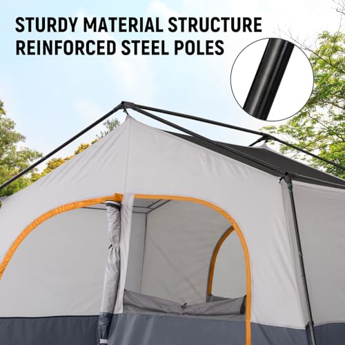 HIKERGARDEN 6-8 Person Camping Tent - Portable Family Cabin Tent for Camp, Windproof Fabric Camp Tent Outdoor for Hiking, ...