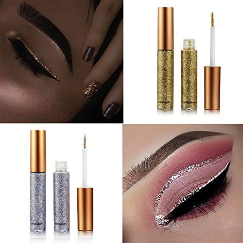 10 Colors Liquid Glitter Eyeliner Metallic Shimmer Glitter Eyeshadow Pigment Eyebrown Shimmer Waterproof Face Lips Art for...