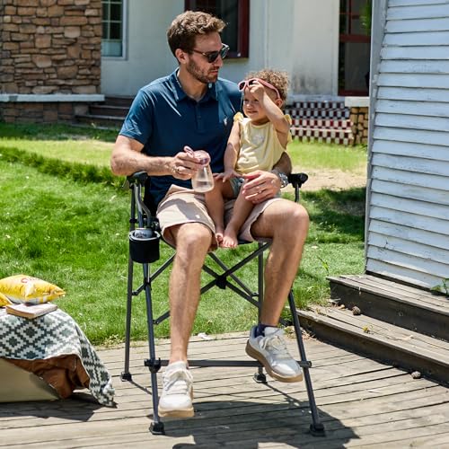 EVER ADVANCED Tall Directors Chair with Cup Holder 31", Bar Height Folding Chair for Camping, Sports with Carry Bag, Mesh ...