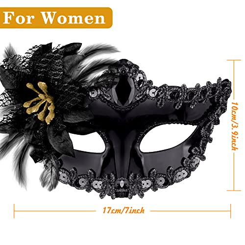 SIQUK Couple Masquerade Masks Set Venetian Party Mask Plastic Halloween Costume Mask Mardi Gras Mask for Women and Men