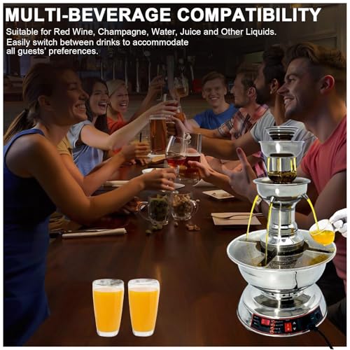 KPOUYYDS 3-Tier Red Wine Fountain Machine Commercial Champagne Beverage Warmer Dispenser 0~100℃ Adjustment 3.5L Punch Bowl...