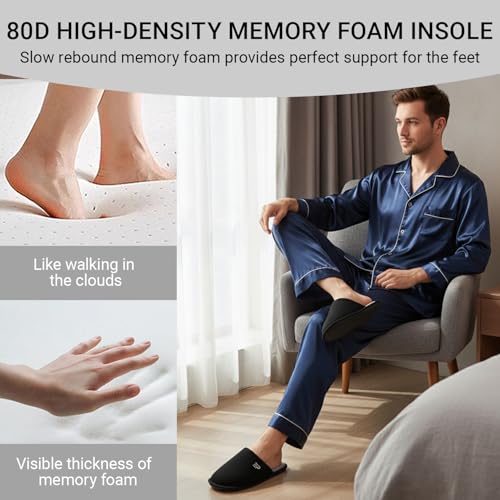 Takeaslip Mens Memory Foam Slippers Lightweight House Shoes for Indoor Outdoor Travel