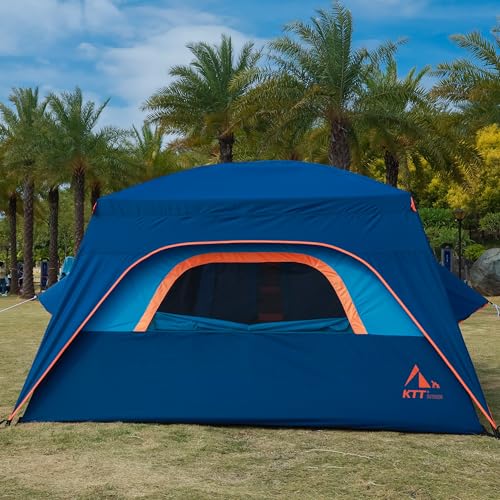 KTT Extra Large Tent 6-10-12-14 Person(Style-B),Family Cabin Tents,2 Rooms,3 Doors and 3 Windows with Mesh,Straight Wall,W...