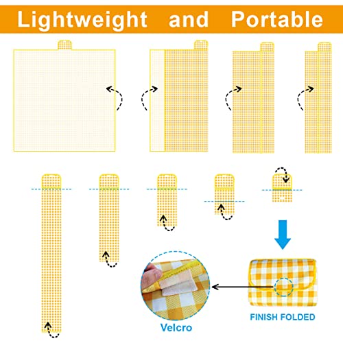ZHUYNXIR Extra Large Picnic, Waterproof Blanket, Gingham Picnic Mat for Beach, Camping Grass Picnic Blankets. (Yellow 58x5...