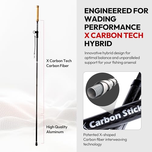 X Carbon Stick Wading Staff | X Carbon Tech Carbon Fiber Wading Stick | Cork Handle
