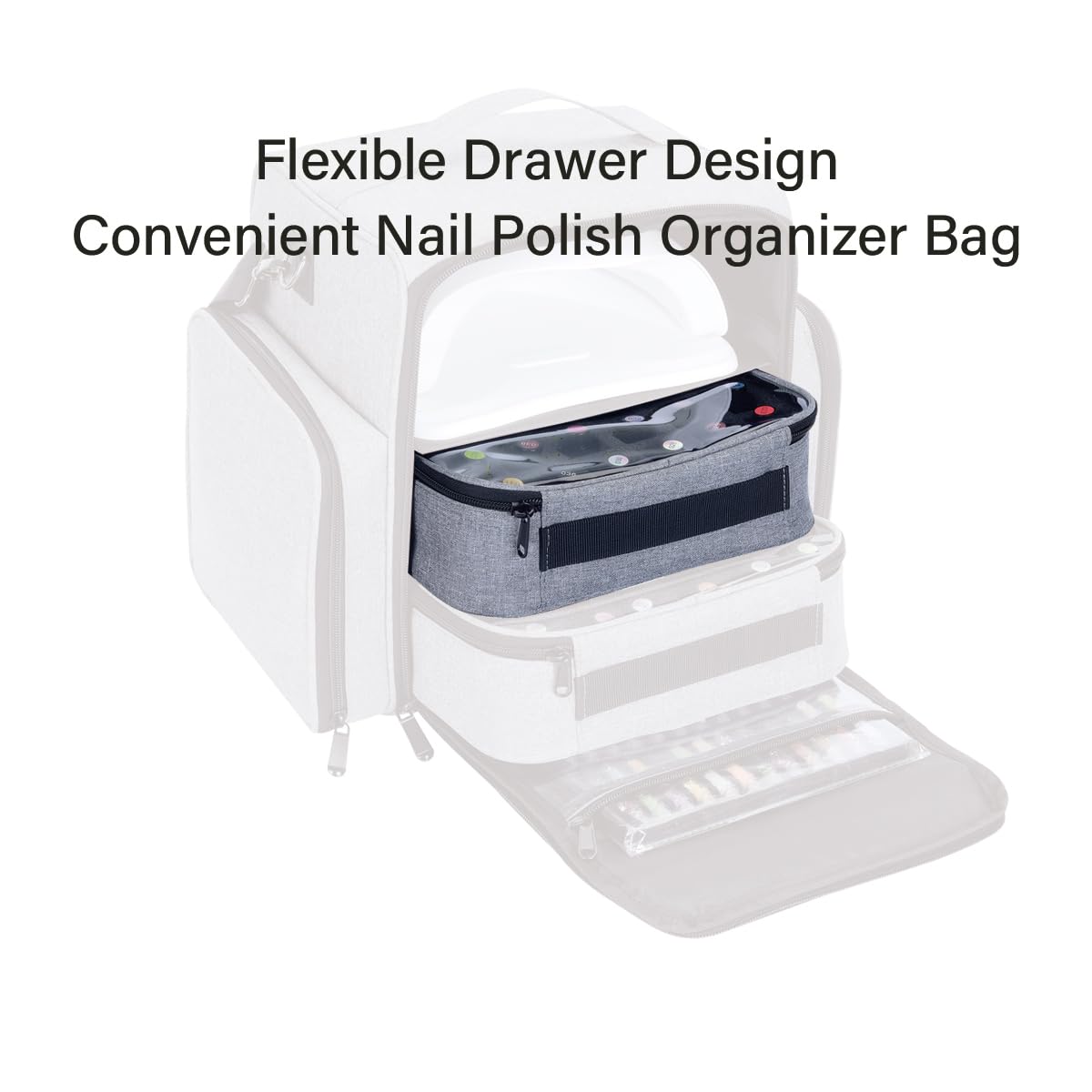 UOZL Small Clear Nail Polish Organizer Holds 30 bottles(15ml-0.5fl.oz) Nail Polish Case Multifunctional Nail Polish Bag organize