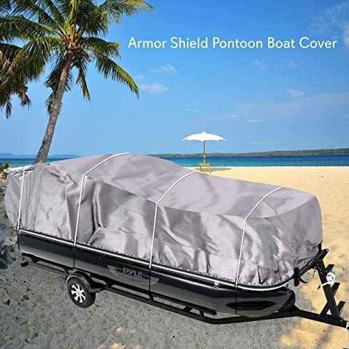 Pyle Boat Cover for Deck Boats - 21-24 ft Heavy Duty Pontoon Boat Cover, Waterproof Marine Grade Polyester, UV & Weather Resistant, Fits Beam Width up to 94", Storage Bag,