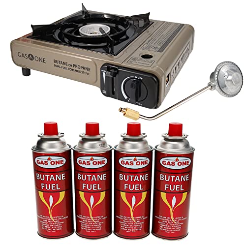 Gas One Propane or Butane Stove GS-3400P Dual Fuel Portable Camping and Backpacking Gas Stove Burner with Carrying Case Gr...