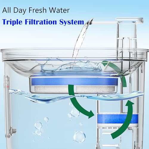Homtyler Cat Water Fountain, Stainless Steel Pet Water Fountain for Cats Inside, 3 Filters&Ultra-Quiet Pump, 2.2L/73oz Aut...