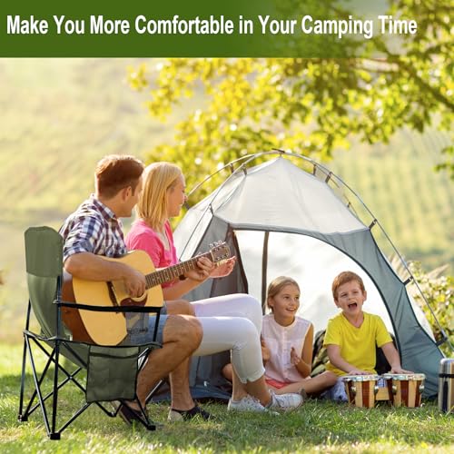 SAILARY Folding Camping Collapsible Chairs Heavy Duty Lawn Chair with Cooler Bag, Storage Pocket, Waterproof Bag Outdoor A...