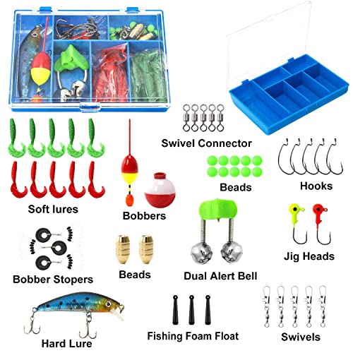 PLUSINNO Kids Fishing Pole, Portable Telescopic Fishing Rod and Reel Combo Kit - with Spincast Fishing Reel Tackle Box for...