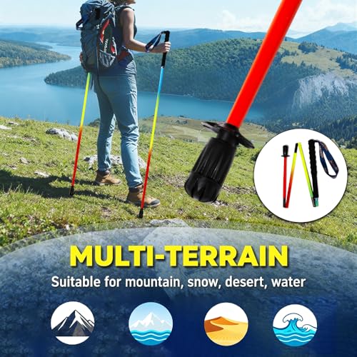 Carbon Fiber Trekking Poles 2-Pack - Ultra Lightweight 10oz, Collapsible 3-Piece Folding Design with Anti-Shock, Moisture-...