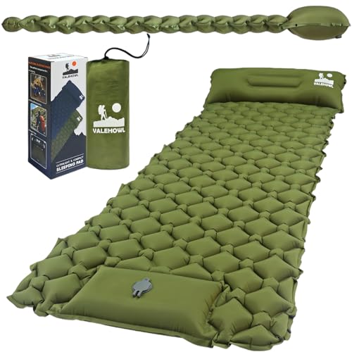 VALEHOWL 1.8 Pounds Ultralight Inflatable Camping Sleeping Pad, Portable Outdoor Air Mattress, Compact Backpacking Sleepin...