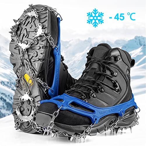 Crampons Ice Cleats Traction Snow Grips for Boots Shoes Women Men Anti Slip 19 Stainless Steel Spikes Safe Protect for Hik...