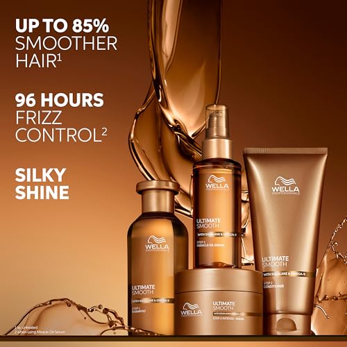 Wella Professionals ULTIMATE SMOOTH Shampoo for Dry, Dull & Frizzy Hair | For Shine & Smoothness | With Squalane & Omega 9 | Color Safe