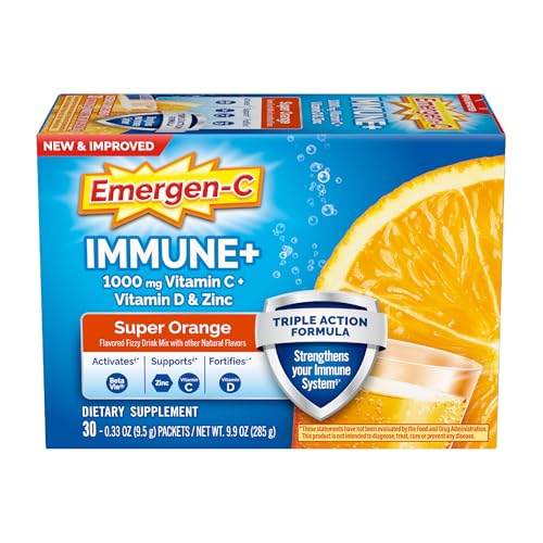 Emergen-C Immune+ Triple Action Immune Support Powder, BetaVia (R), 1000mg Vitamin C, B Vitamins, Vitamin D and Antioxidan...