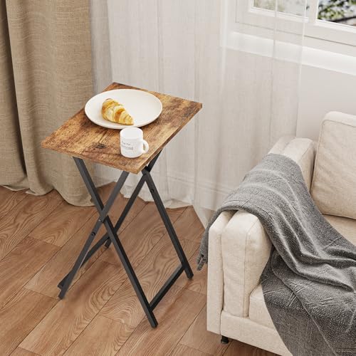 Acovy Foldable TV Trays, Small Folding Table, TV Trays Set of 2, TV Dinner Tray, Side Table for Bed, Couch, Portable Easy ...