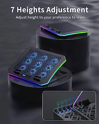KeiBn Upgraded Gaming Laptop Cooler Pad with 9 Quiet RGB Fans, Cooling Pad for 15.6-17.3 Inch Laptops with 7 Height Stand...