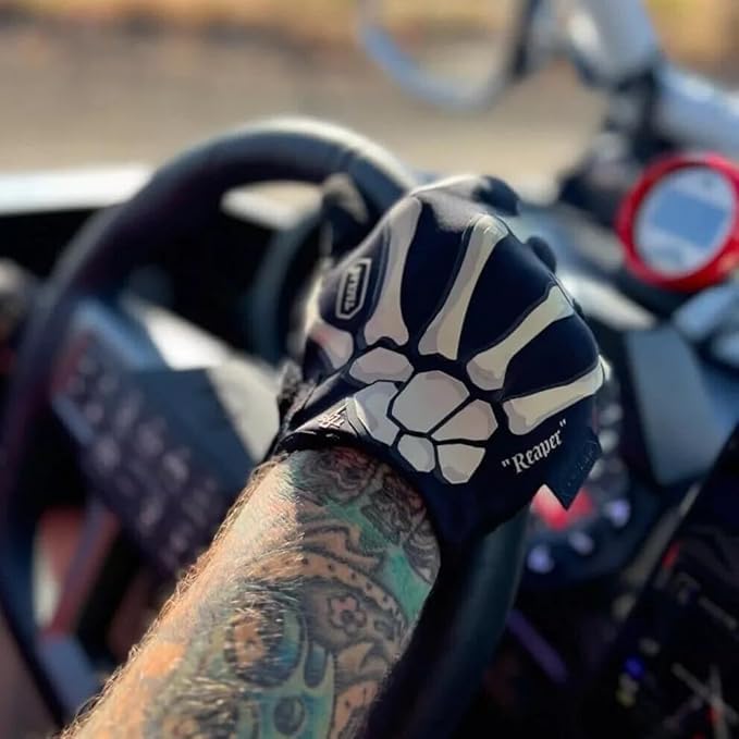 TACLAB Reaper Skeleton Gloves - Thin and Lightweight for Summer, Airsoft, Paintball, Cycling, Motorcycle, Multipurpose (Black, XS)