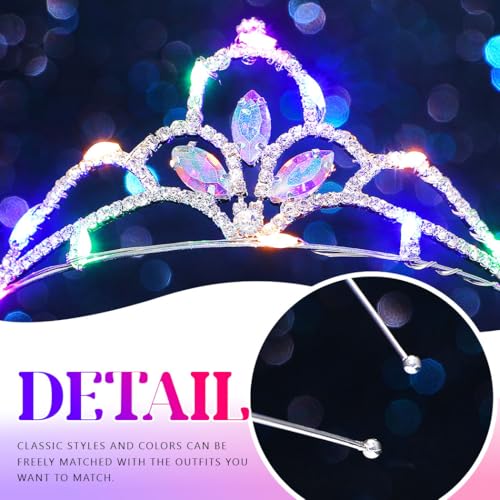 JAKAWIN Light Up Rhinestone Tiara Glowing Sparkly Cosumte Fairy Crown Headpiece for Women