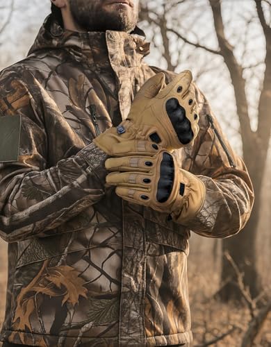 KEMIMOTO Tactical Gloves for Men, Winter Warm Motorcycle Gloves with Touchscreen Hard Shell & Palm Padding for Motorcycle ...