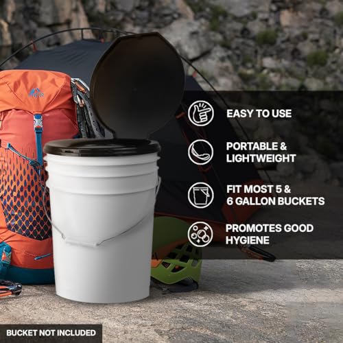 72 HRS Premium Portable Camping Toilet Seat with Lid for 5 Gallon Buckets, Outdoor Camping, Hiking, Emergencies - Perfect ...