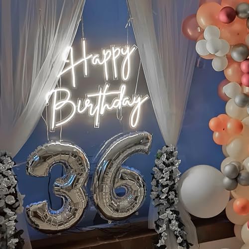 Large Happy Birthday Neon Signs LED Birthday Light Sign for Backdrop Birthday Party Decorations, Happy Birthday Light Up S...