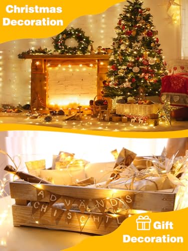 4 Pack 240 LED Christmas Fairy Lights Battery Operated with Timer, 80FT Waterproof Twinkle Lights Indoor Outdoor, String L...
