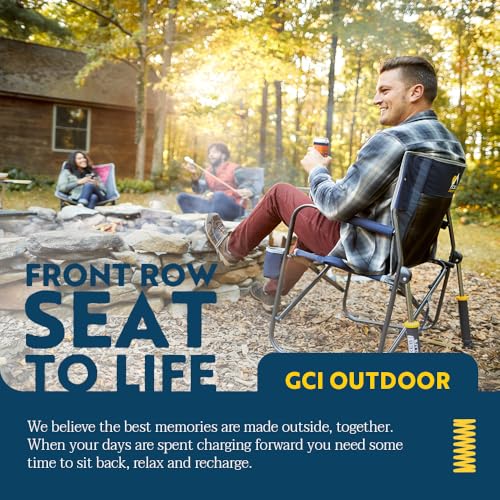 GCI Outdoor Freestyle Rocker Camping Chair | Portable Folding Rocking Chair with Solid, Durable Armrests, Drink Holder & C...