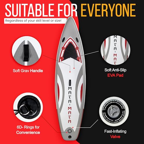 MATA MATA 10' Stand Up Paddle Board with Premium SUP Accessories & Backpack Non-Slip Deck Waterproof Bag Leash Paddle and ...