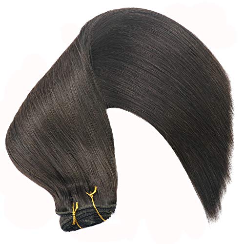 Real Human Hair Lace Clip In Hair Extensions Thick Ends 20inch 120g Color Off Black Remy Hair Extensions