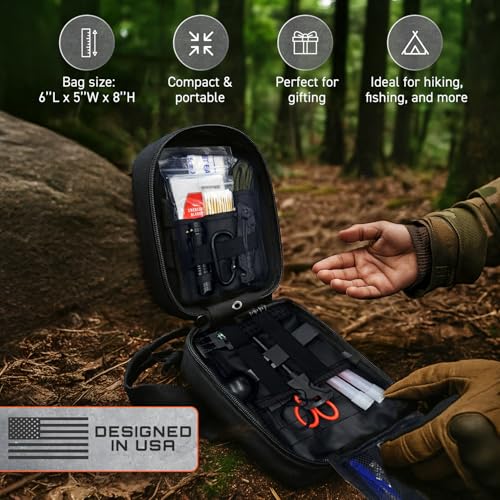 GunZee 175-Piece Survival Kit, First Aid Kit for Emergency and Outdoor Adventures, IFAK, Fishing Gear, MOLLE-Compatible Ba...