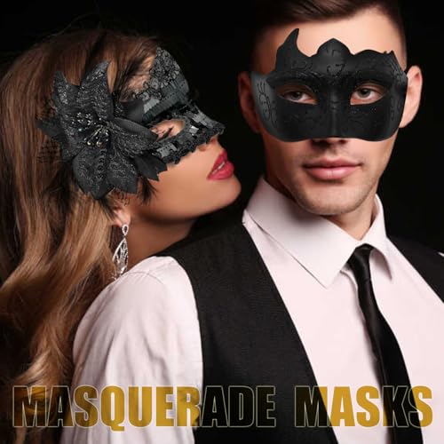 Ralleyfun Masquerade Masks for Women Men Couple Venetian Halloween Mask for Carnival Costume Party Prom Ball